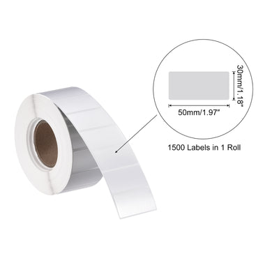 Harfington Rectangle Label Sticker Metallic Silver 2x1.18 Inch in 1 Row 1500 Labels 1 Roll