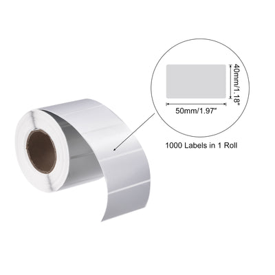 Harfington Rectangle Label Sticker Metallic Silver 2x1.57 Inch in 1 Row 1000 Labels 1 Roll