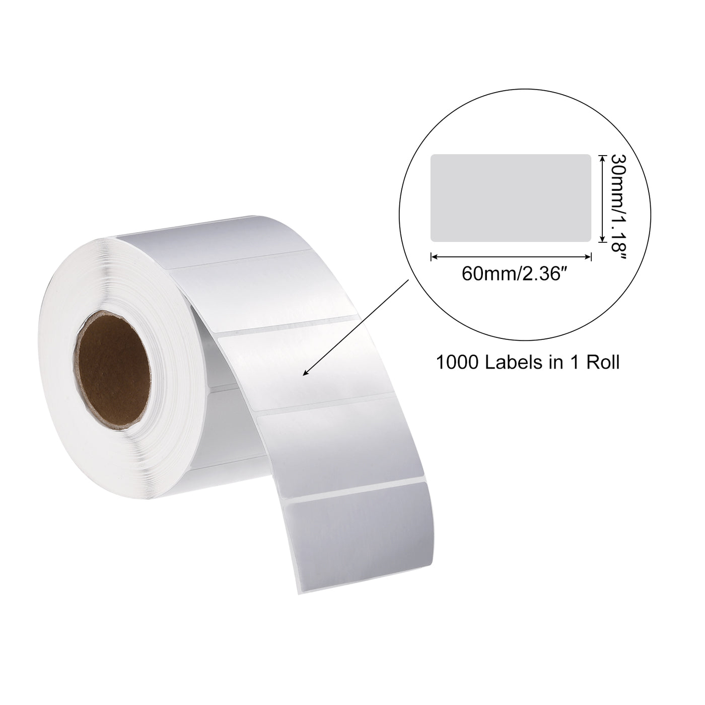 Harfington Rectangle Label Sticker Metallic Silver 2.36x1.18 Inch 1 Row 1000 Label 1 Roll