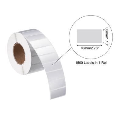 Harfington Rectangle Label Sticker Metallic Silver 2.76x1.18 Inch 1 Row 1500 Label 1 Roll