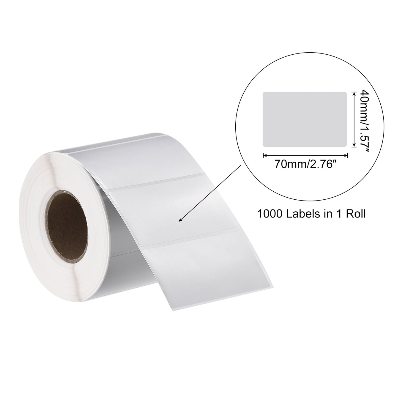 Harfington Rectangle Label Sticker Metallic Silver 2.76x1.57 Inch 1 Row 1000 Label 1 Roll