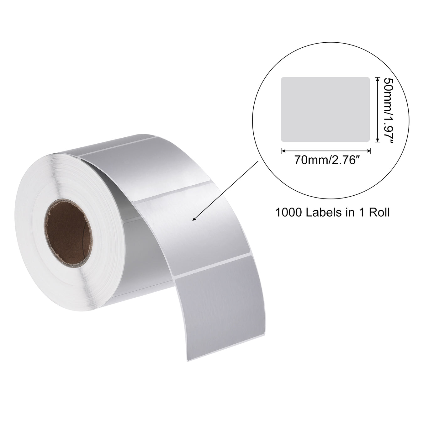 Harfington Rectangle Label Sticker Metallic Silver 2.76x2 Inch in 1 Row 1000 Labels 1 Roll