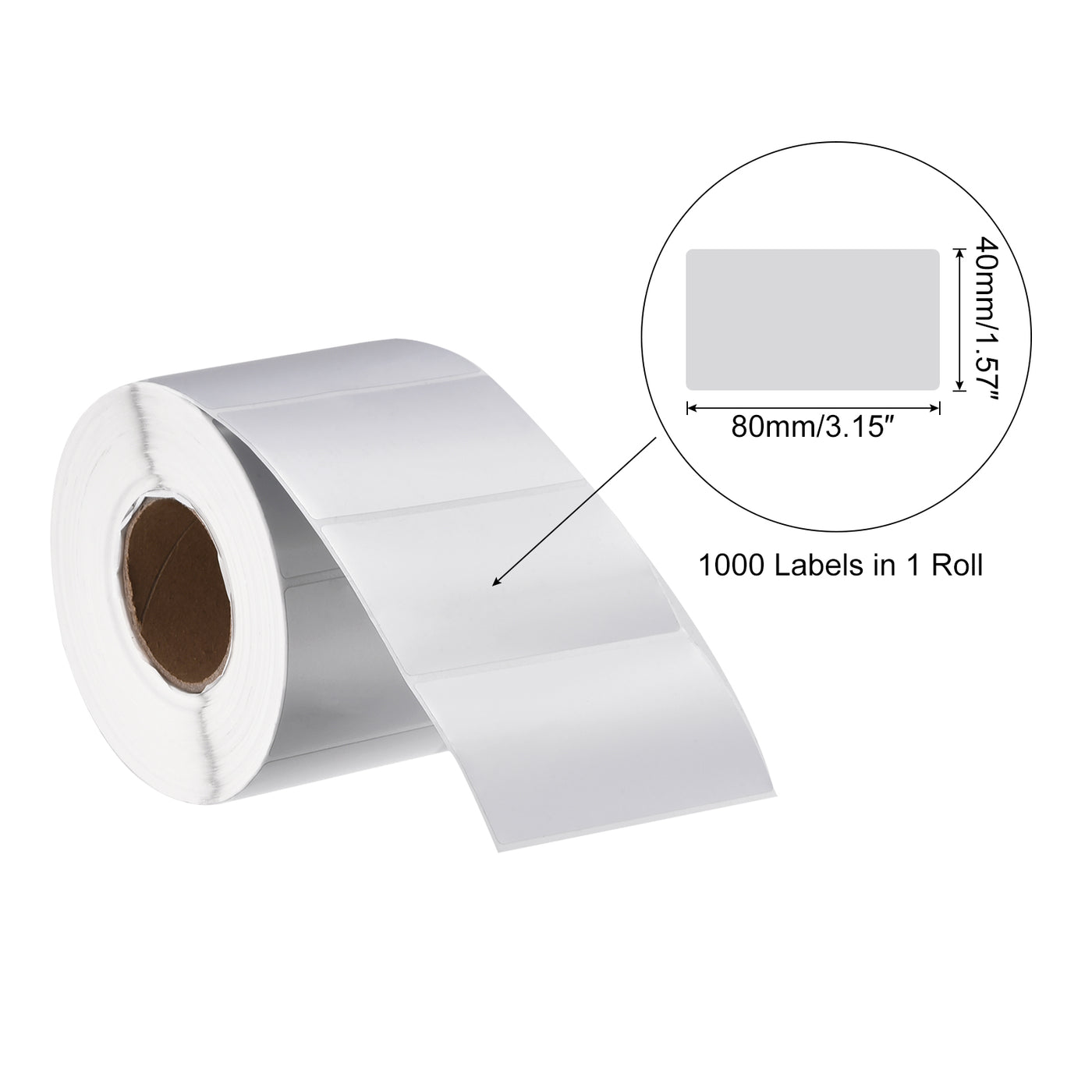 Harfington Rectangle Label Sticker Metallic Silver 3.15x1.57 Inch 1 Row 1000 Label 1 Roll