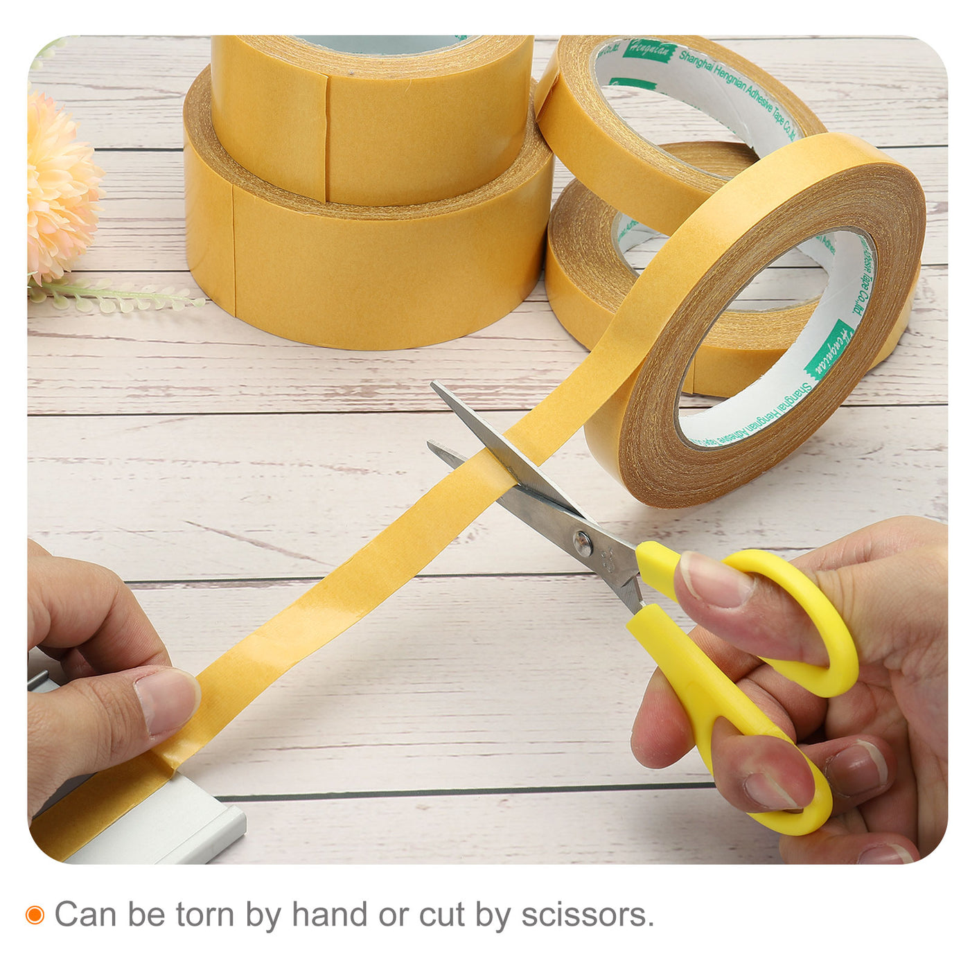 Harfington Double-Sided Adhesive Tape 50mm 20m/65.6ft Duct Cloth Mesh Fabric Yellow