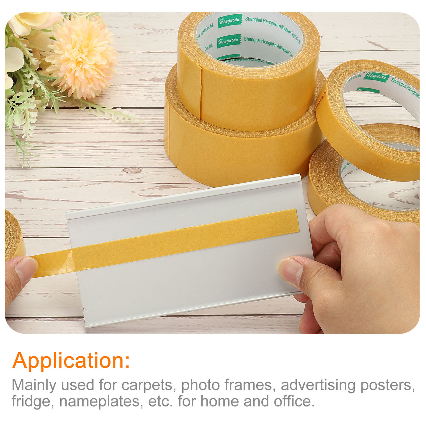 Harfington Double-Sided Adhesive Tape 50mm 20m/65.6ft Duct Cloth Mesh Fabric Yellow