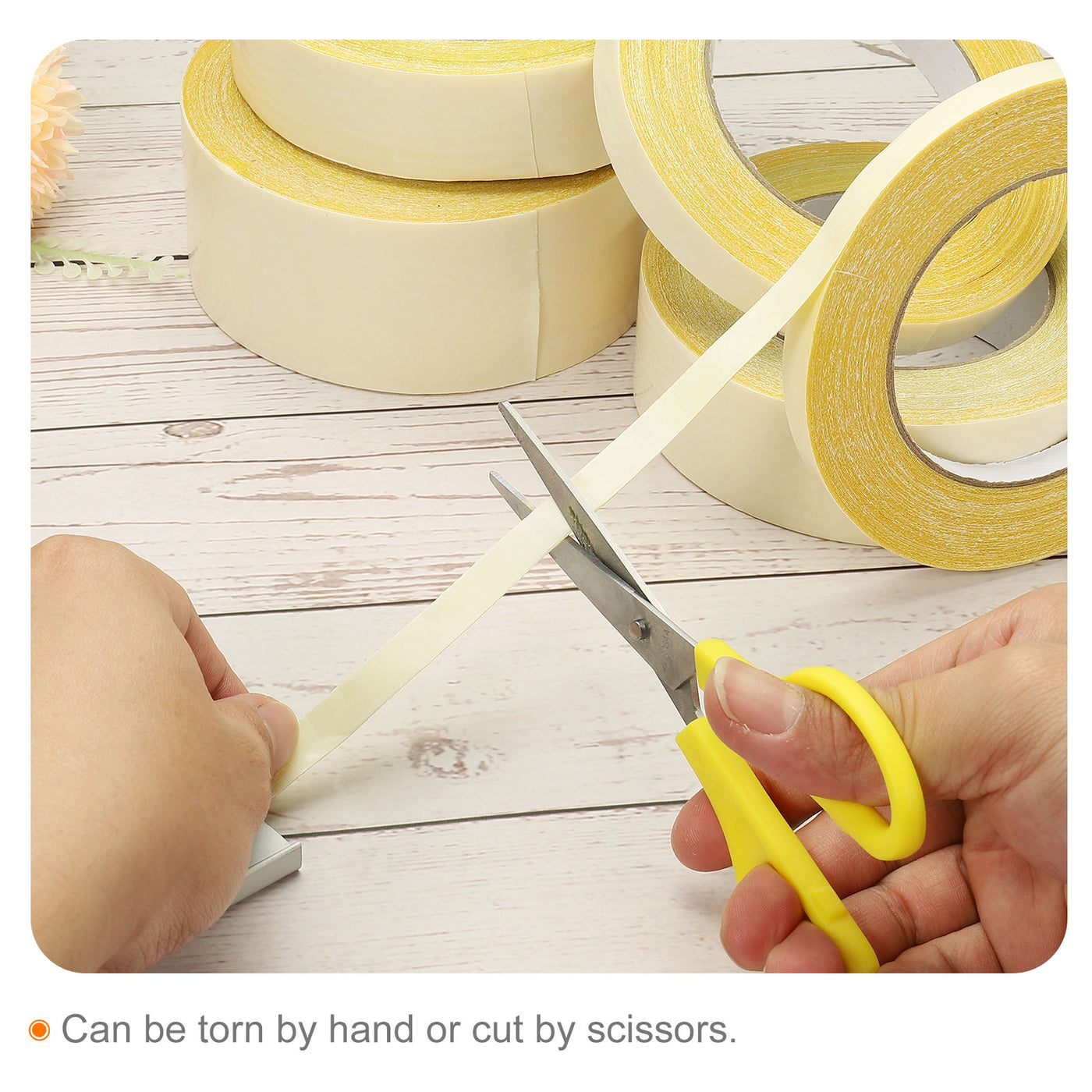 Harfington Double-Sided Adhesive Tape 50mm 18m/59ft Duct Cloth Mesh Fabric Yellow