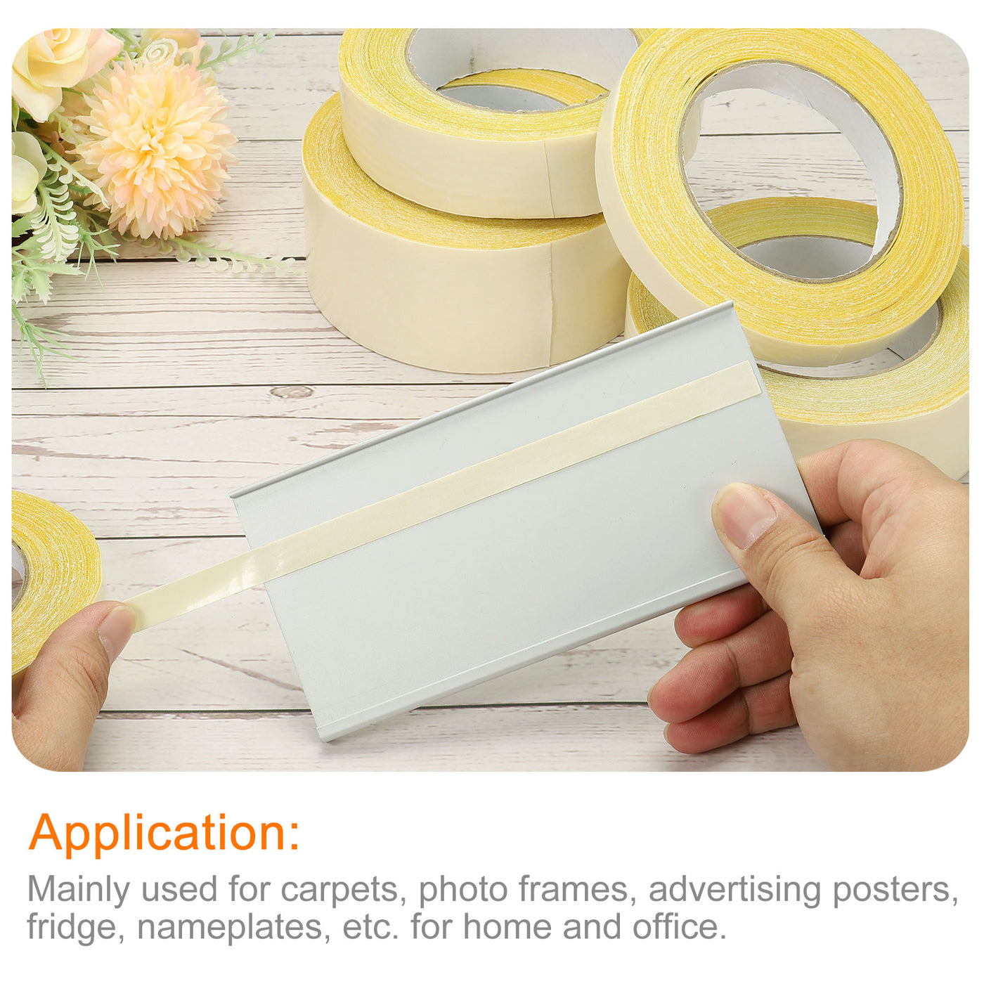 Harfington Double-Sided Adhesive Tape 50mm 18m/59ft Duct Cloth Mesh Fabric Yellow