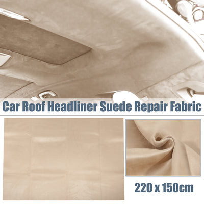 Harfington Suede Headliner Fabric 87" Length x 60" Width Foam Backed for Car Truck RV SUV Interior Trim Protect Aging Broken Faded DIY Repair Replacement Beige