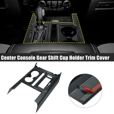 Harfington ABS Carbon Fiber Pattern Center Console Gear Shift Cup Holder Trim Cover for Ford F-150 2015 2016 2017 2018 2019 Black