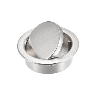 Harfington Uxcell Finger Flush Pull Handle Outer Dia. 42mm/1.65" Brushed Silver with Plate