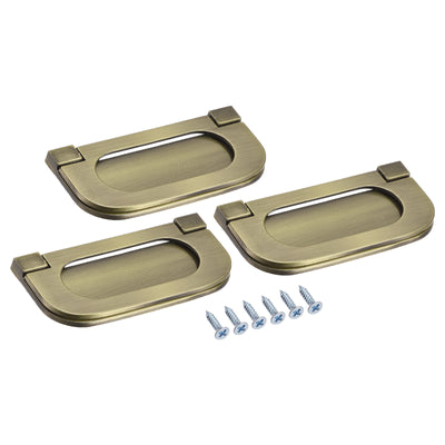 uxcell Uxcell 3 Stück Fingerbündiger Ziehgriff 74x34x5mm Rechteck für Schubladentür Bronzeton