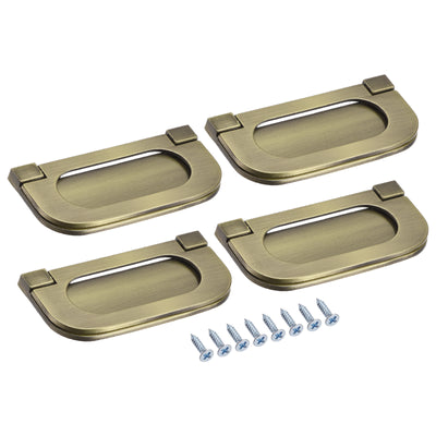 uxcell Uxcell 4 Stück Fingerbündiger Ziehgriff 74x34x5mm Rechteck für Schubladentür Bronzefarben