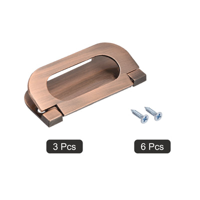 Harfington Uxcell Finger Flush Pull Handle 74x34x5mm Rectangle for Drawer Door Copper Tone 3pcs