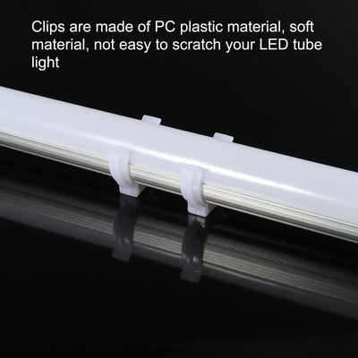 Harfington T5 U Clips Holder Bracket Fluorescent Tube Light Fixture Plastic Pipe Clamps with Screws for LED Bulbs Ceiling Lamp, White Pack of 10