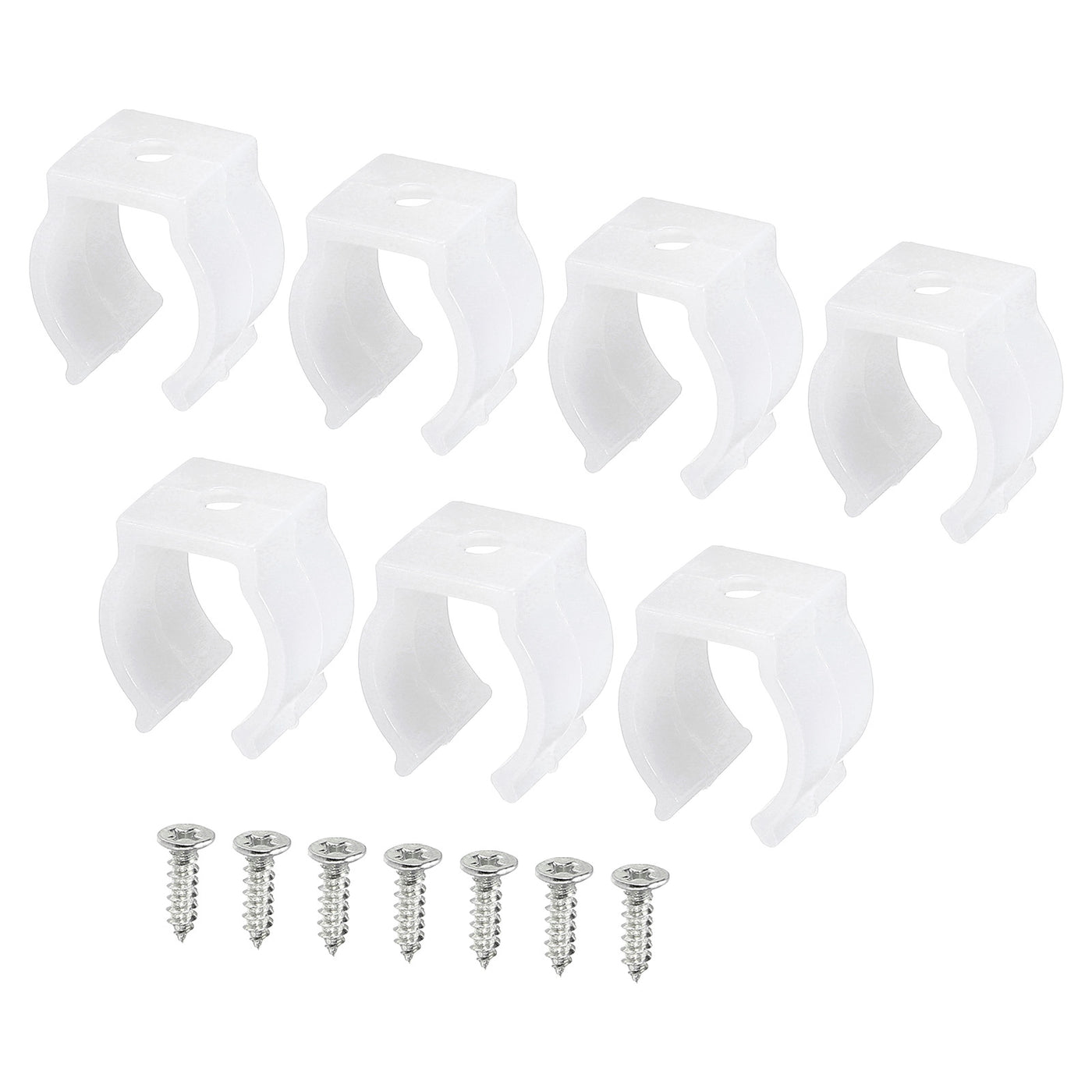 Harfington T5 U Clips Holder Bracket Fluorescent Tube Light Fixture Plastic Pipe Clamps with Screws for LED Bulbs Ceiling Lamp, White Pack of 10