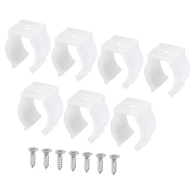 Harfington T5 U Clips Holder Bracket Fluorescent Tube Light Fixture Plastic Pipe Clamps with Screws for LED Bulbs Ceiling Lamp, White Pack of 10