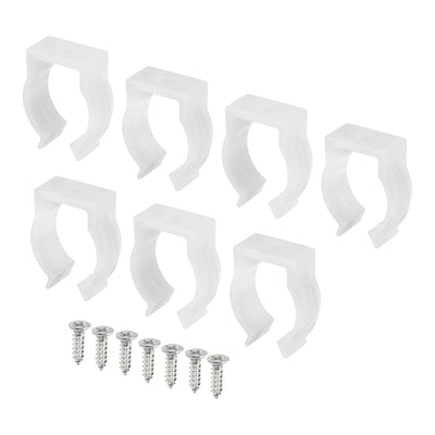 Harfington U Clips Holder Bracket Fluorescent Tube Light Fixture Plastic Pipe Clamps with Screws for LED Bulbs Ceiling Lamp, White Pack of 10