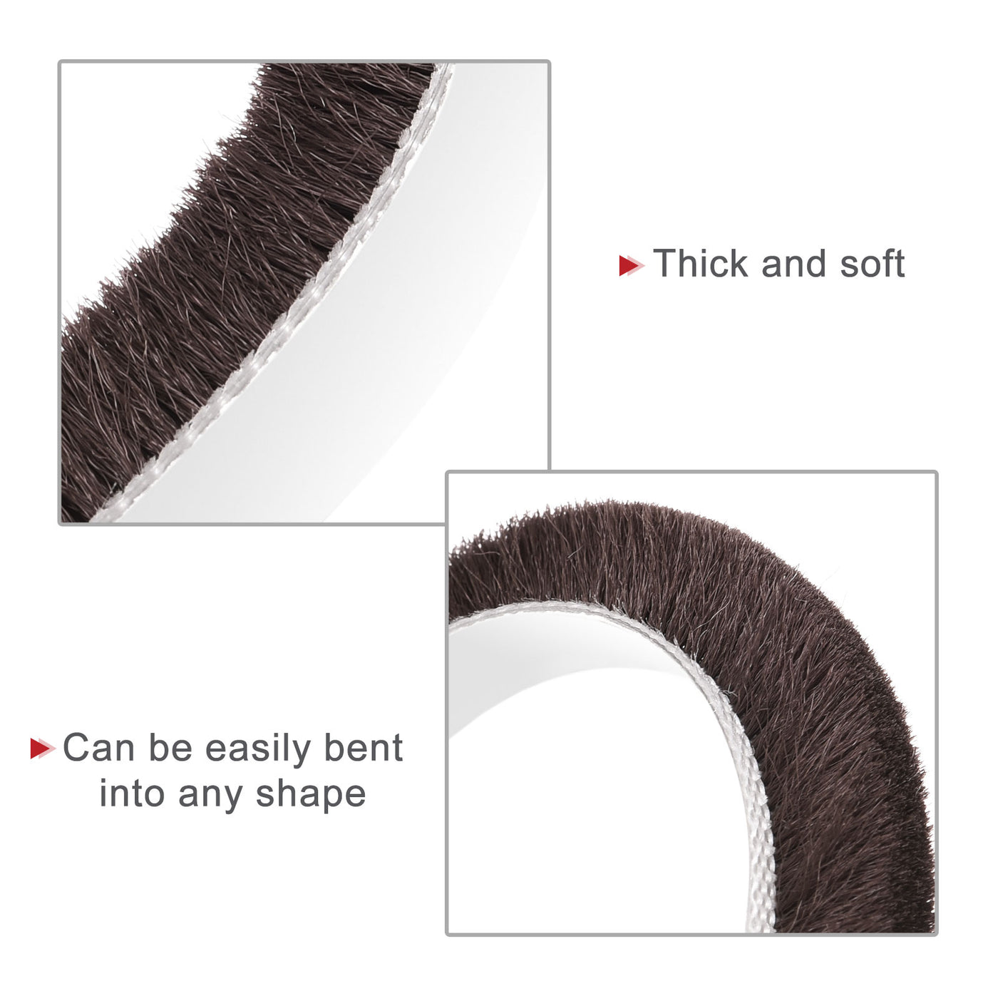 uxcell Uxcell Weather Stripping Brush, Self-Adhesive Seal Weatherstrip Sweep Brush