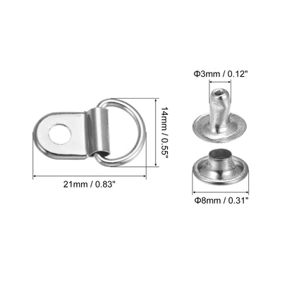 Harfington Uxcell Shoe Lace Hooks-21x14mm Alloy Boot Buckle with Rivets, Silver Tone 20 Sets