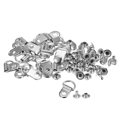 Harfington Uxcell Shoe Lace Hooks-21x14mm Alloy Boot Buckle with Rivets, Silver Tone 20 Sets