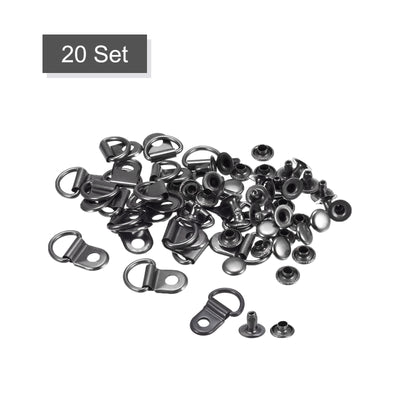 Harfington Uxcell Shoe Lace Hooks-21x14mm Alloy Boot Buckle with Rivets, Dark Grey 20 Sets