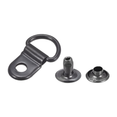 Harfington Uxcell Shoe Lace Hooks-21x14mm Alloy Boot Buckle with Rivets, Dark Grey 20 Sets