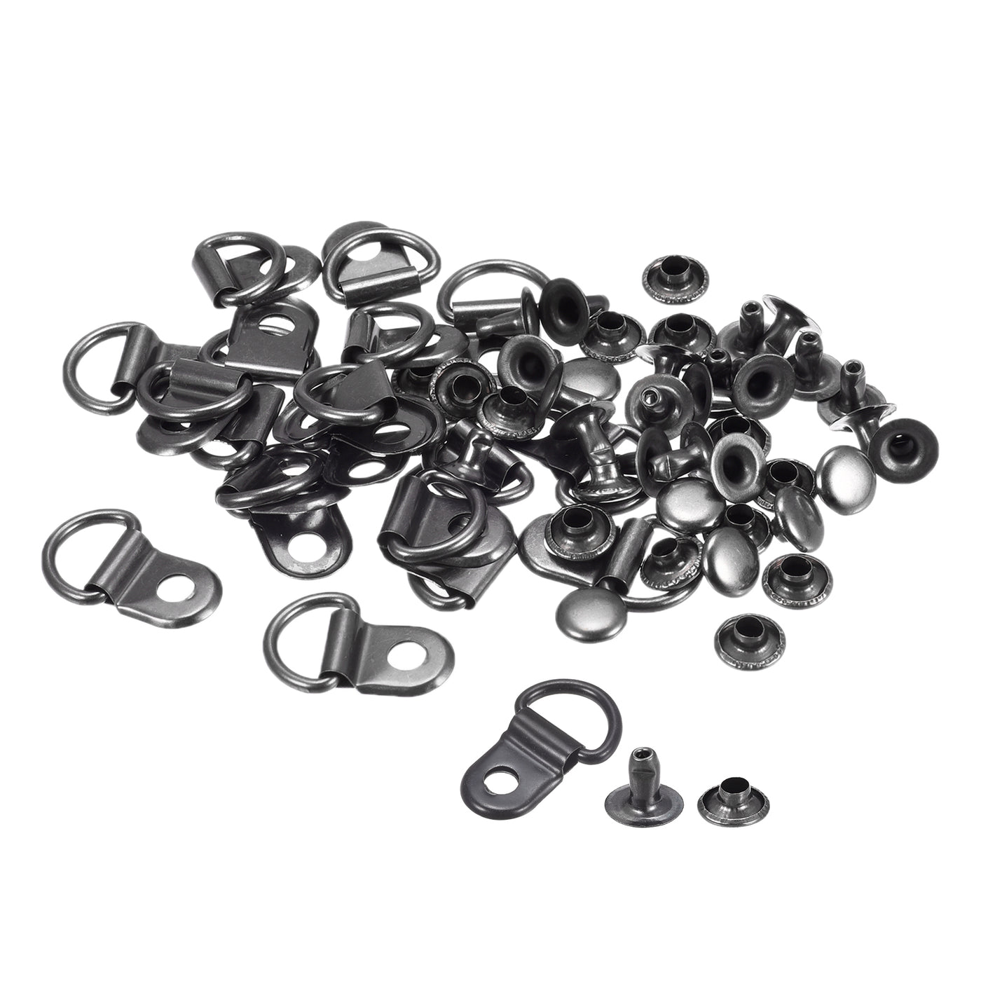 uxcell Uxcell Shoe Lace Hooks-21x14mm Alloy Boot Buckle with Rivets, Dark Grey 20 Sets