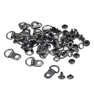 Harfington Uxcell Shoe Lace Hooks-21x14mm Alloy Boot Buckle with Rivets, Dark Grey 20 Sets