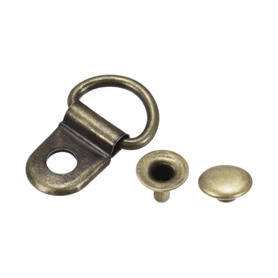 Harfington Uxcell Shoe Lace Hooks-21x14mm Alloy Boot Buckle with Rivets, Bronze Tone 20 Sets