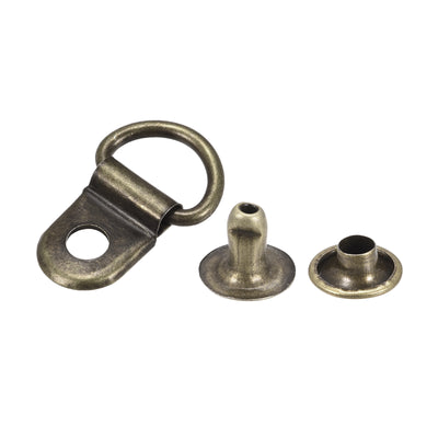 Harfington Uxcell Shoe Lace Hooks-21x14mm Alloy Boot Buckle with Rivets, Bronze Tone 20 Sets