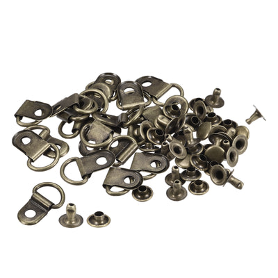 Harfington Uxcell Shoe Lace Hooks-21x14mm Alloy Boot Buckle with Rivets, Bronze Tone 20 Sets