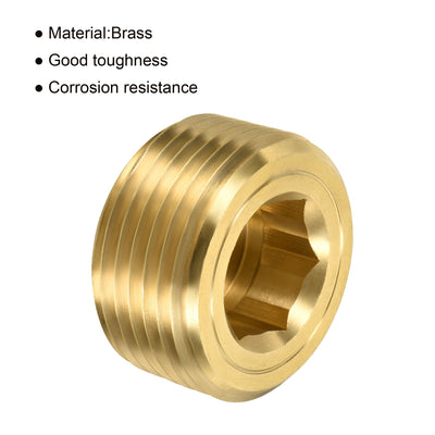 Harfington Messing-Rohrstopfen mit NPT-Außengewinde, Innensechskant-Innenkopf, passend für Wasser-, Luft- und Kraftstoffleitungen