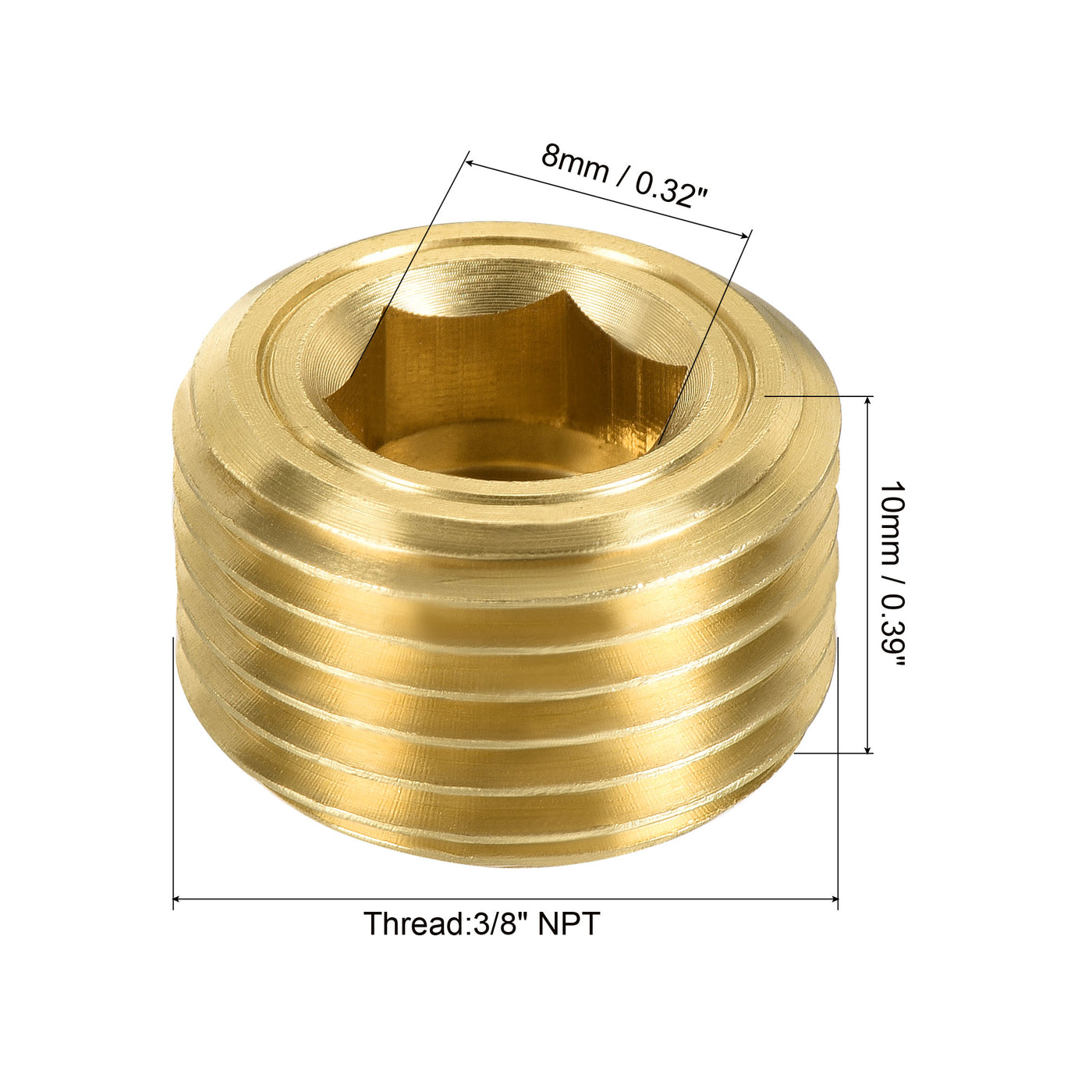 Harfington Brass Pipe Plug Male Thread Hex Internal Head Socket Fitting for Water Air Fuel Pipe