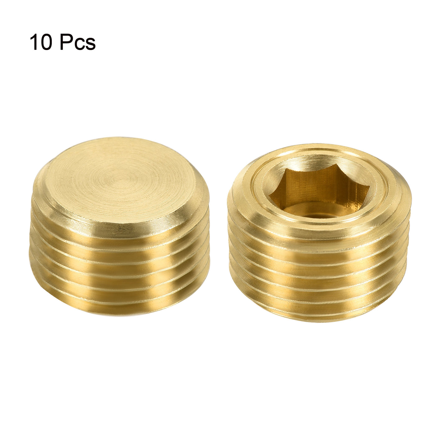 Harfington Brass Pipe Plug Male Thread Hex Internal Head Socket Fitting for Water Air Fuel Pipe