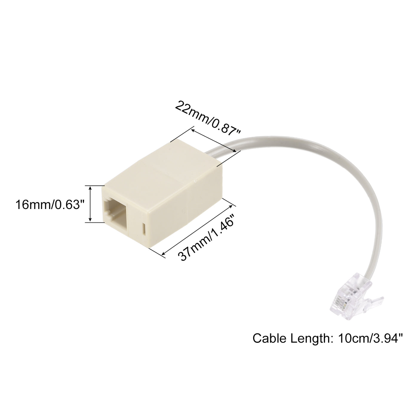 Harfington Phone Jack Splitter 6P4C Male to Female Way Socket Adapter Telephone Line Splitter with Telephone Extension Cord 3 Pack