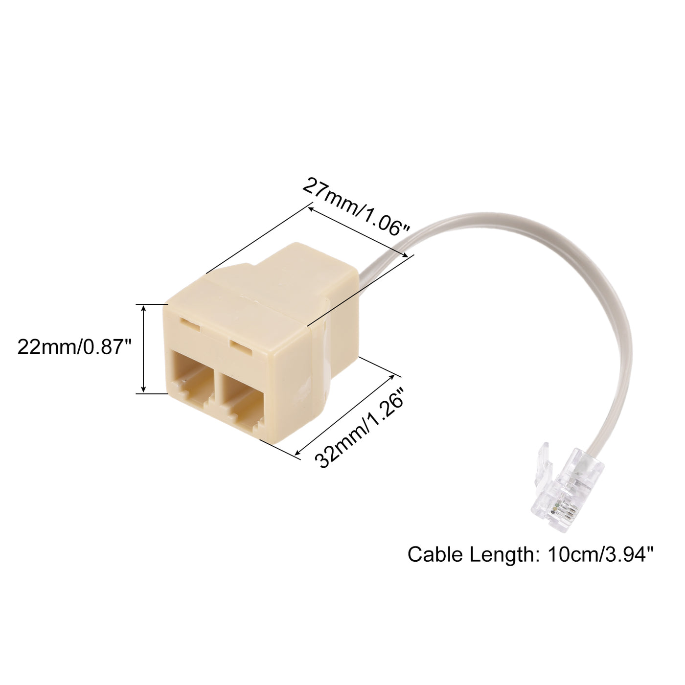 Harfington Phone Jack Splitter 6P4C Male to 2 Female Way Socket Adapter Telephone Line Splitter with Telephone Extension Cord 3 Pack