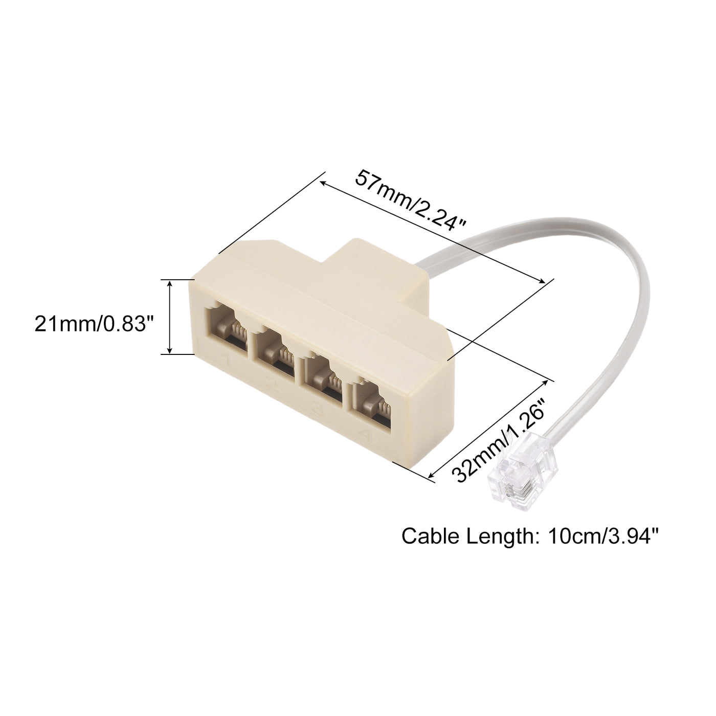 Harfington Phone Jack Splitter 6P4C Male to  Female Way Socket Adapter Telephone Line Splitter with Telephone Extension Cord