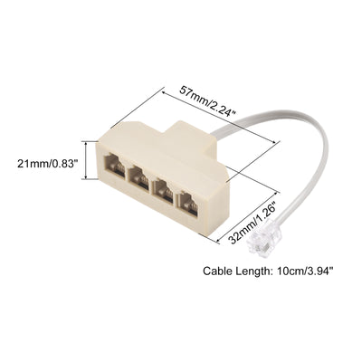 Harfington Phone Jack Splitter 6P4C Male to  Female Way Socket Adapter Telephone Line Splitter with Telephone Extension Cord