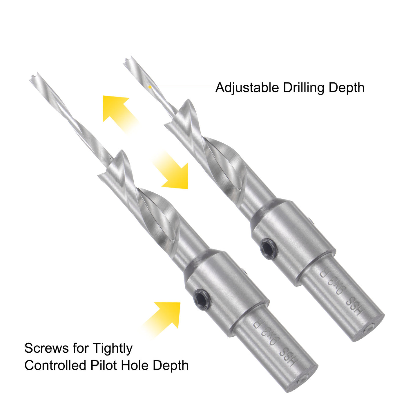 uxcell Uxcell Countersink Drill Bit 3 x 9 x 100mm HSS High-Speed Steel Adjustable Reamer