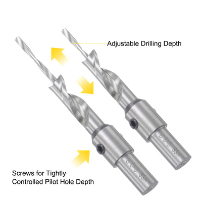 Harfington Uxcell Countersink Drill Bit 3 x 9 x 100mm HSS High-Speed Steel Adjustable Reamer