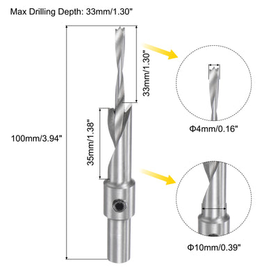 Harfington Uxcell Countersink Drill Bit 4 x 10 x 100mm HSS High-Speed Steel Adjustable Reamer