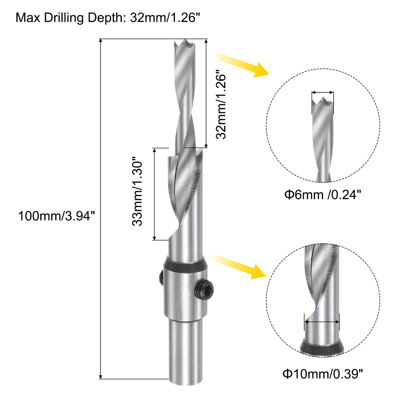 uxcell Uxcell Countersink Drill Bit 6 x 10 x 100mm HSS High-Speed Steel Adjustable Reamer