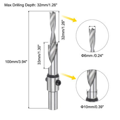 Harfington Uxcell Countersink Drill Bit 6 x 10 x 100mm HSS High-Speed Steel Adjustable Reamer