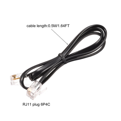 Harfington Phone Extension Cord Telephone Cable Phone Line Cord RJ11 6P4C Plugs, Male to Male for Phone and Fax 2pcs