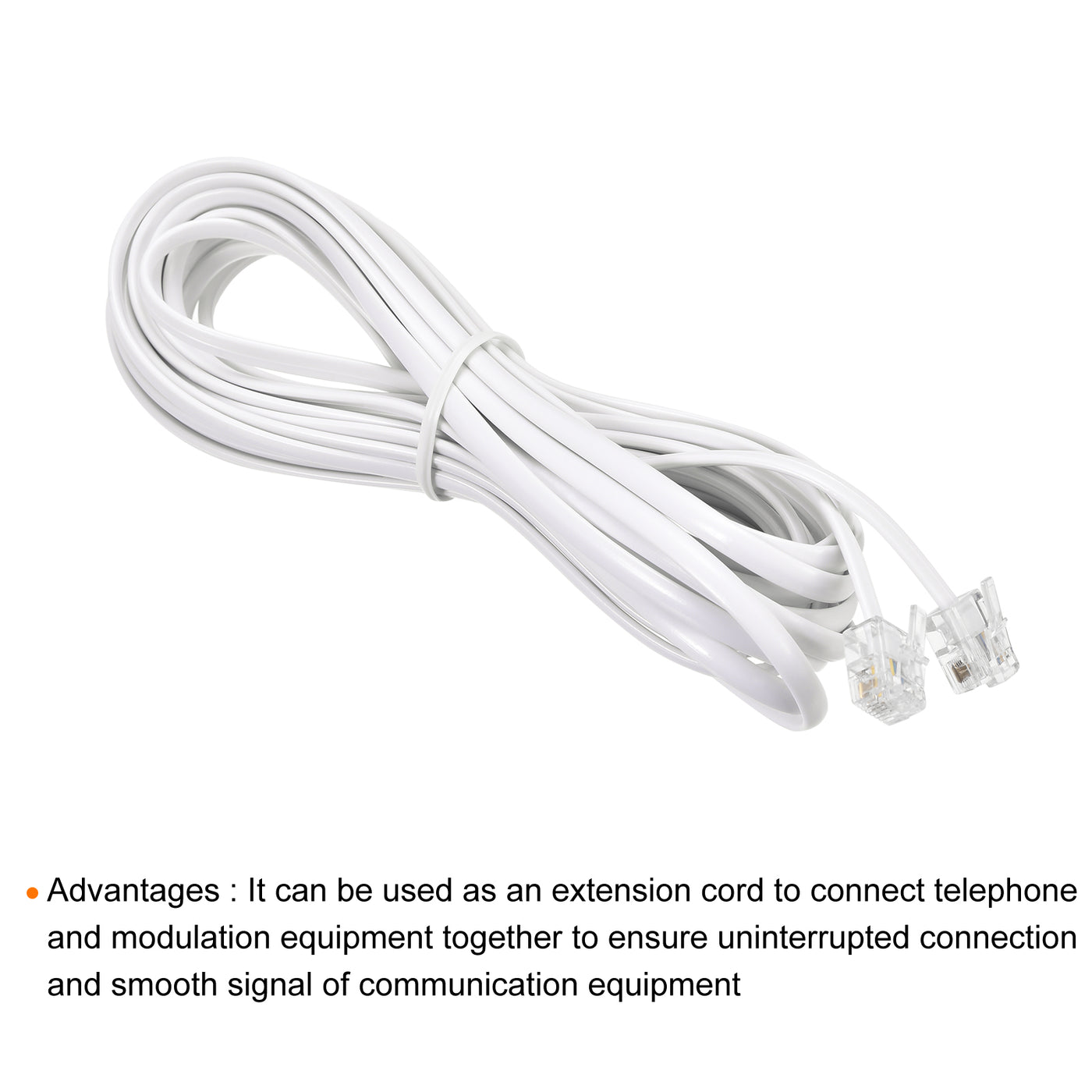 Harfington Phone Extension Cord Telephone Cable Phone Line Cord RJ11 6P4C Plugs, Male to Male for Phone and Fax