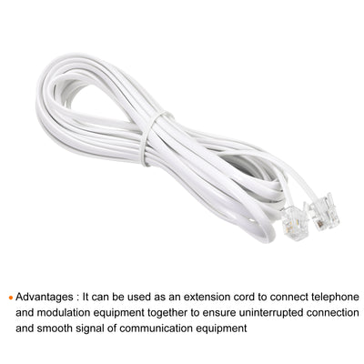 Harfington Phone Extension Cord Telephone Cable Phone Line Cord RJ11 6P4C Plugs, Male to Male for Phone and Fax