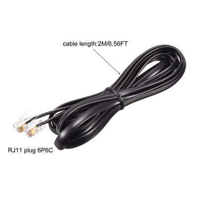 Harfington Phone Extension Cord Telephone Cable Phone Line Cord RJ11 6P6C Plugs, Male to Male for Phone and Fax 2pcs