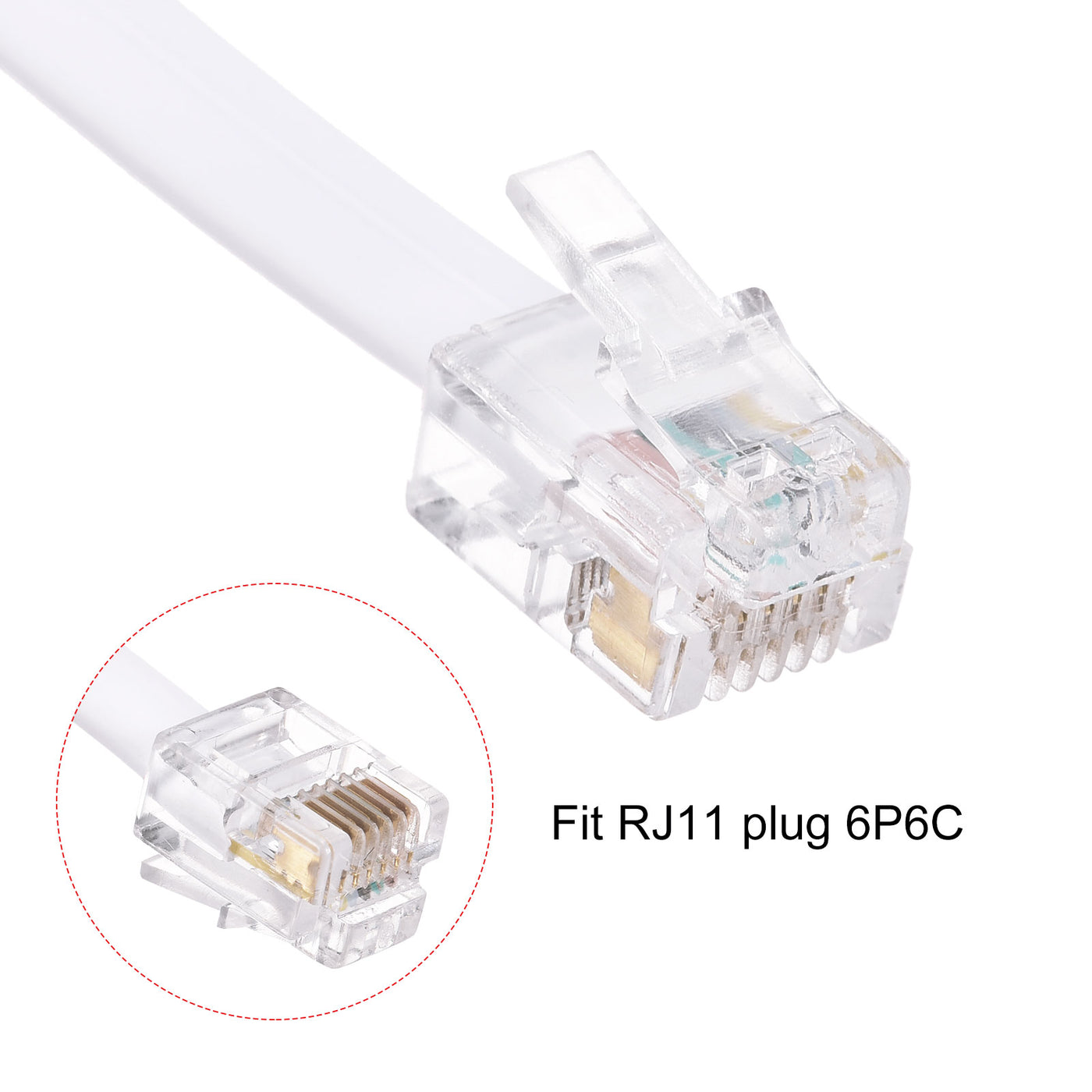 Harfington Phone Extension Cord Telephone Cable Phone Line Cord RJ11 6P6C Plugs, Male to Male for Phone and Fax