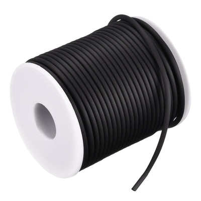 Harfington Rubber Cord 27 Yards 1/8" Dia Matte Black Solid Tubing for DIY Craft Making