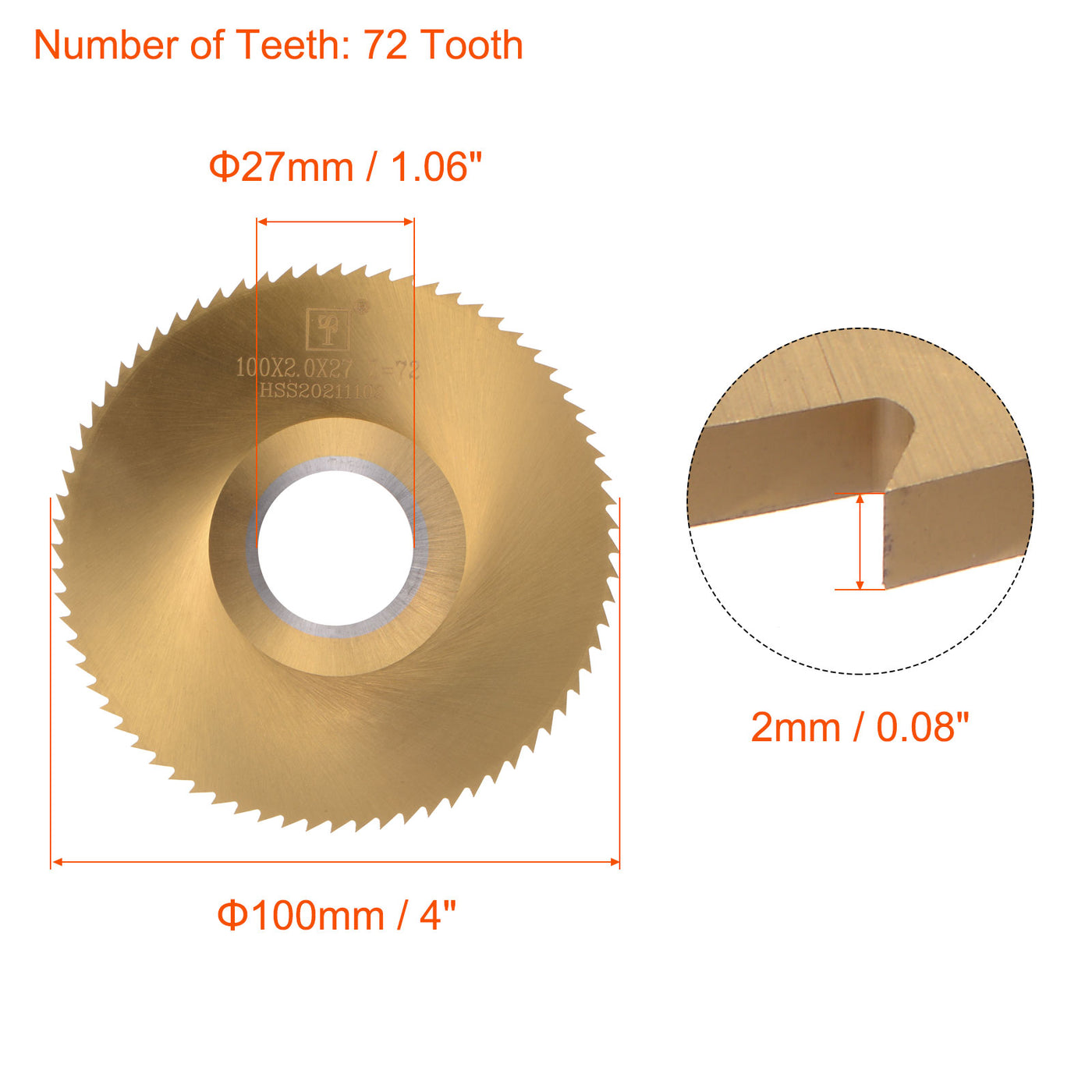 Uxcell Uxcell 100mm Dia 27mm Arbor 2.5mm Thick 72 Tooth Titanium Coated Circular Saw Blade